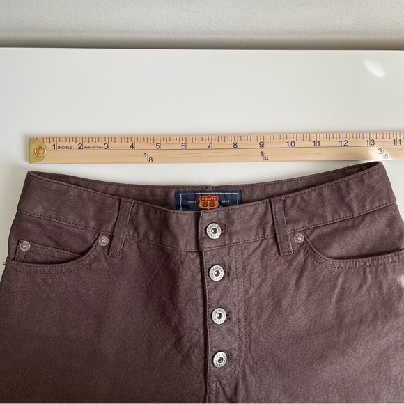 Vintage Route 66 Leather pants chocolate brown button fly y2k western bratz 26 - Picture 7 of 15
